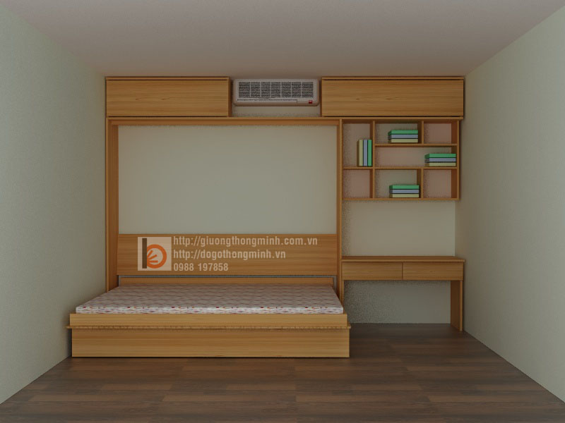 giường ngủ thông minh bằng gỗ