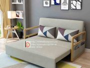 sofa giường tay gỗ nhỏ nan sắt