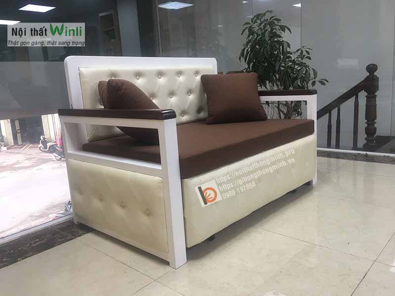 Sofa giường gỗ thông minh tân cổ điển nan sắt