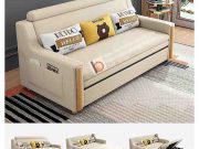 Sofa giường thông minh tay gỗ bọc nỉ-NGT1