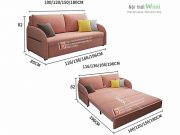 sofa giường thông minh nan sắt-hồng