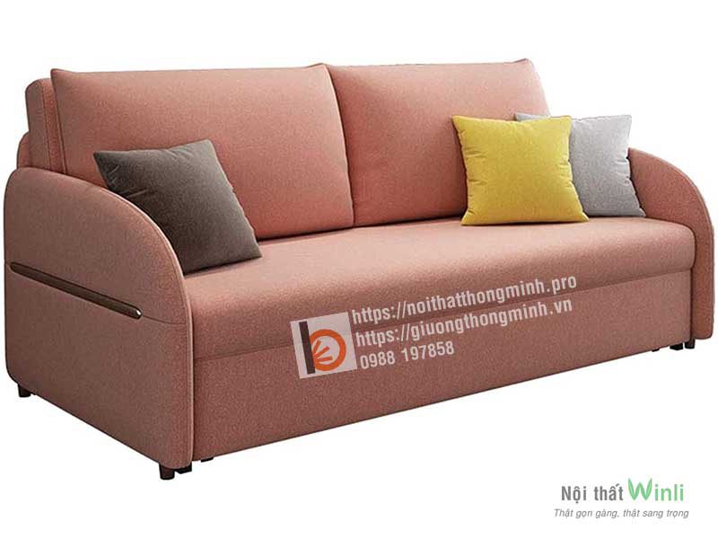 Sofa giường thông minh nan sắt bọc nỉ toàn bộ-BNH