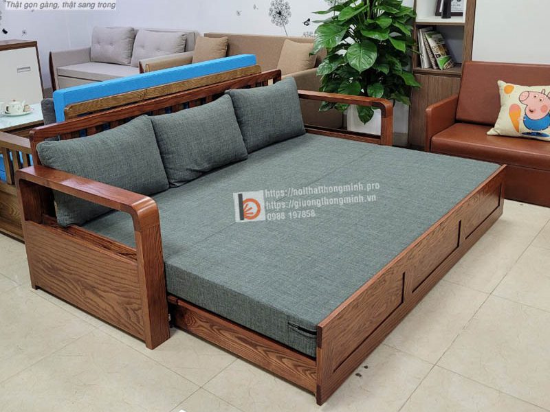 Sofa Giường Gỗ Thông Minh Đôi-CV10 sofa giường ngang đôiii