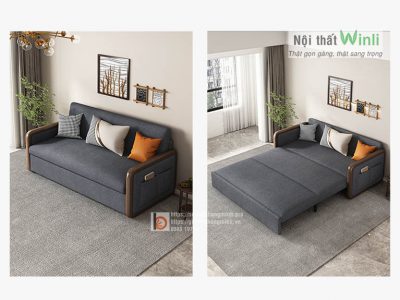 sofa giường thông minh tay viền gỗ4