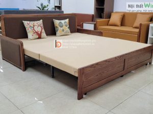 sofa giường thông minh tay gỗ niỉ-TGT