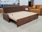 sofa giường thông minh tay gỗ nỉ-TGT