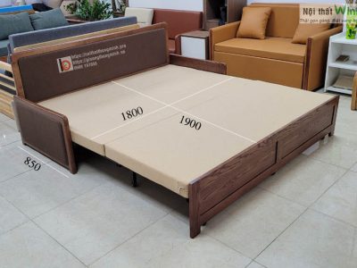 sofa giường thông minh tay gỗ nỉ1-TGT