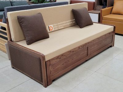 sofa giường thông minh tay gỗ nỉ2-TGT
