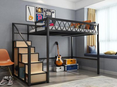 giường 2 tầng bằng sắt-cầu thang kết hợp nơi trữ đồ
