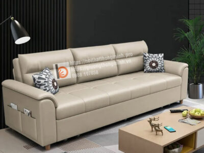 sofa giường bọc giả da-3