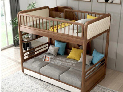 giường tầng cho bé gỗ tự nhiên1