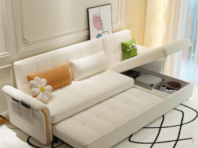 sofa giường chữ l trắng đẹp